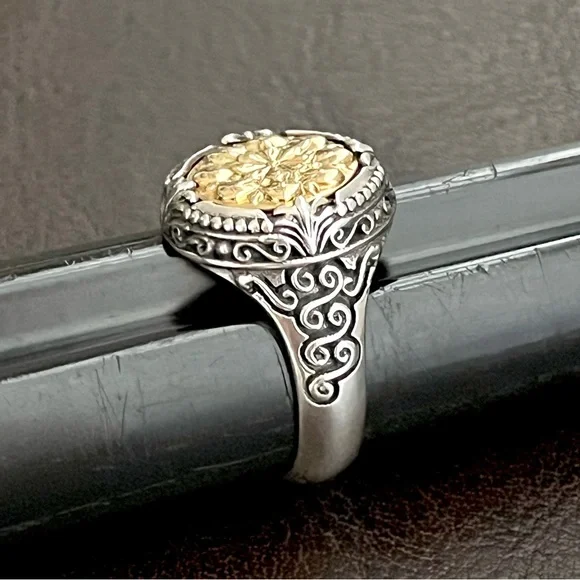 🔴SOLD🔴 Konstantino 18k gold and sterling silver filigree signet ring - Picture 4 of 15